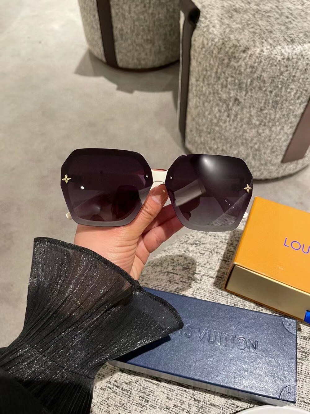 LV Monogram White Oversized Sunglasses